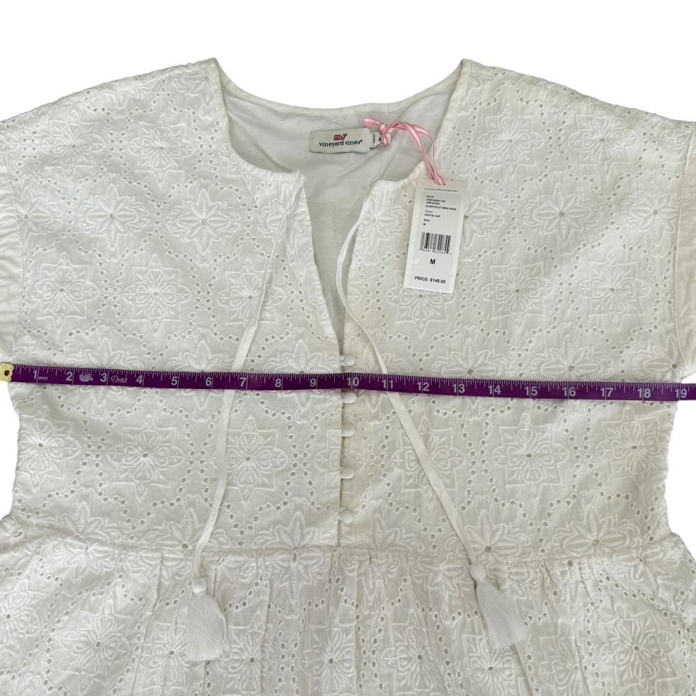 Vineyard Vines NWT Island Eyelet Swing Dress White Cap Medium Bridal Graduation - Picture 9 of 11